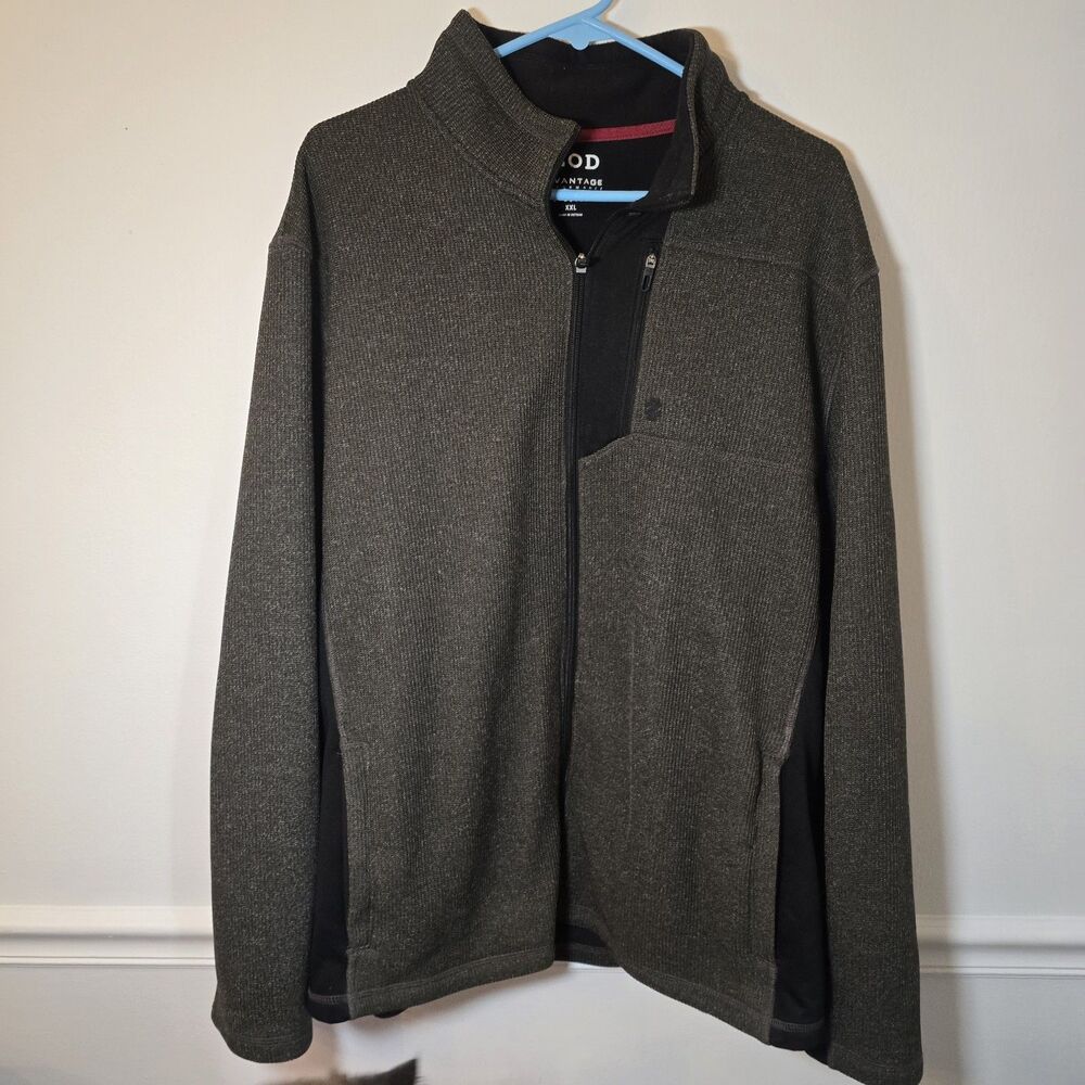 IZOD Men's Advantage Performance Stretch Full Zip Fleece Jacket black heather 2X